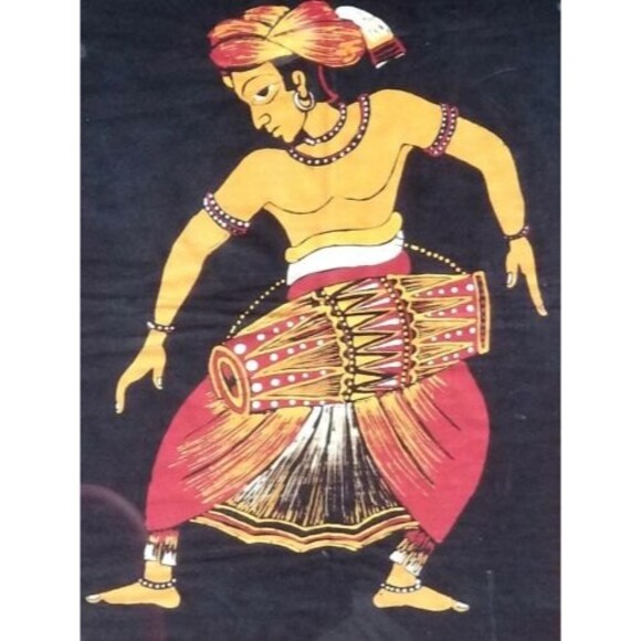 Vintage Silkscreen Batik Drummer Framed Print 18"x13" Framed to 20.75"x16.75" - Picture 2 of 2